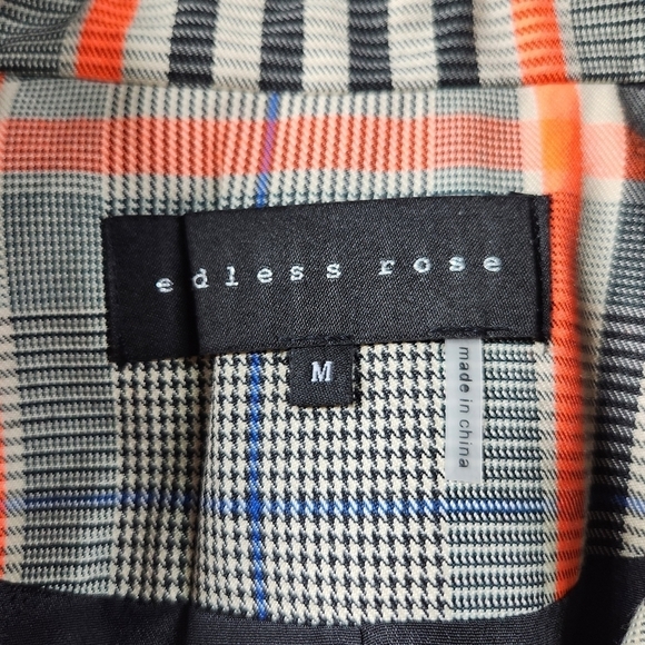 Endless Rose Sz M Neon Orange and Tan Plid Blazer Jacket - Picture 8 of 9